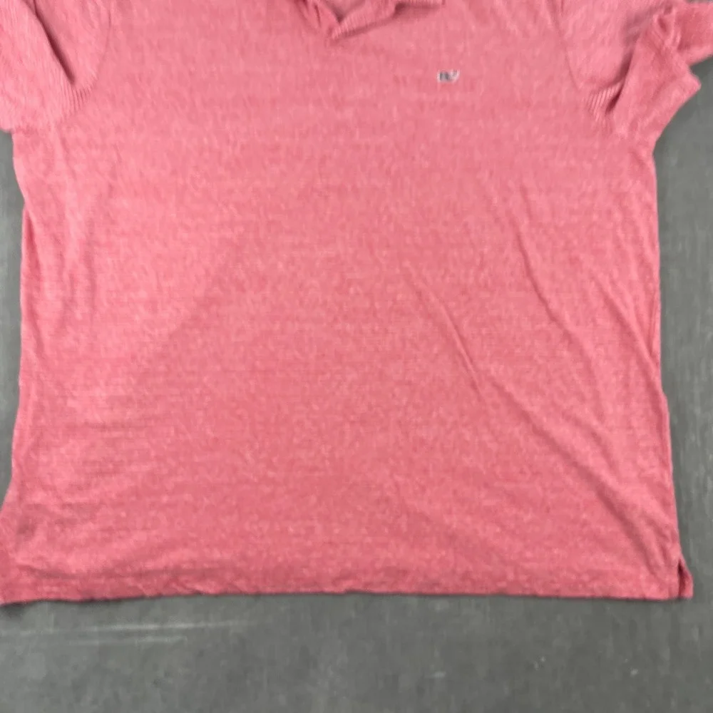 Vineyard Vines Mens XXL Red Striped Polo Shirt Short Sleeve Linen Blend